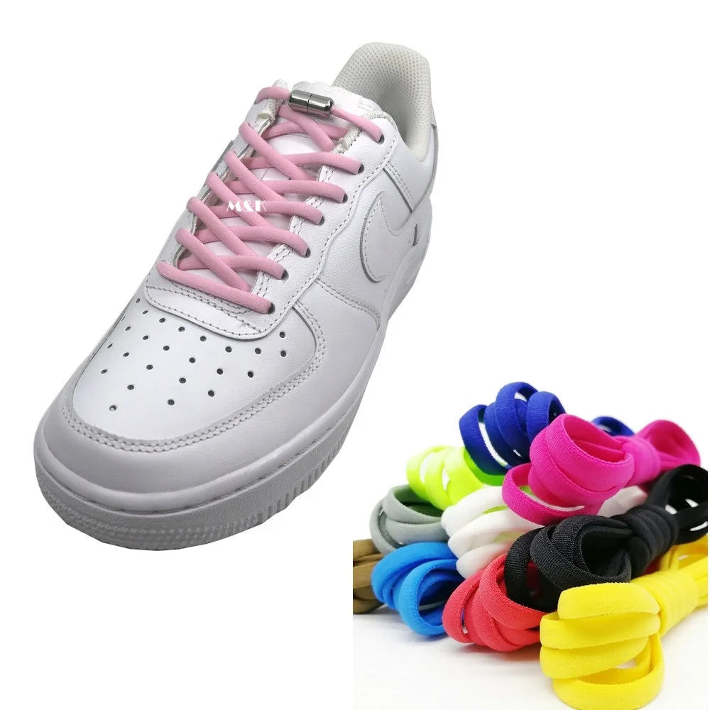 Wholesale Bulk Easy Oval Stretch Tieless Lazy Elastic No Tie Custom Shoe Laces Metal Tip Laces