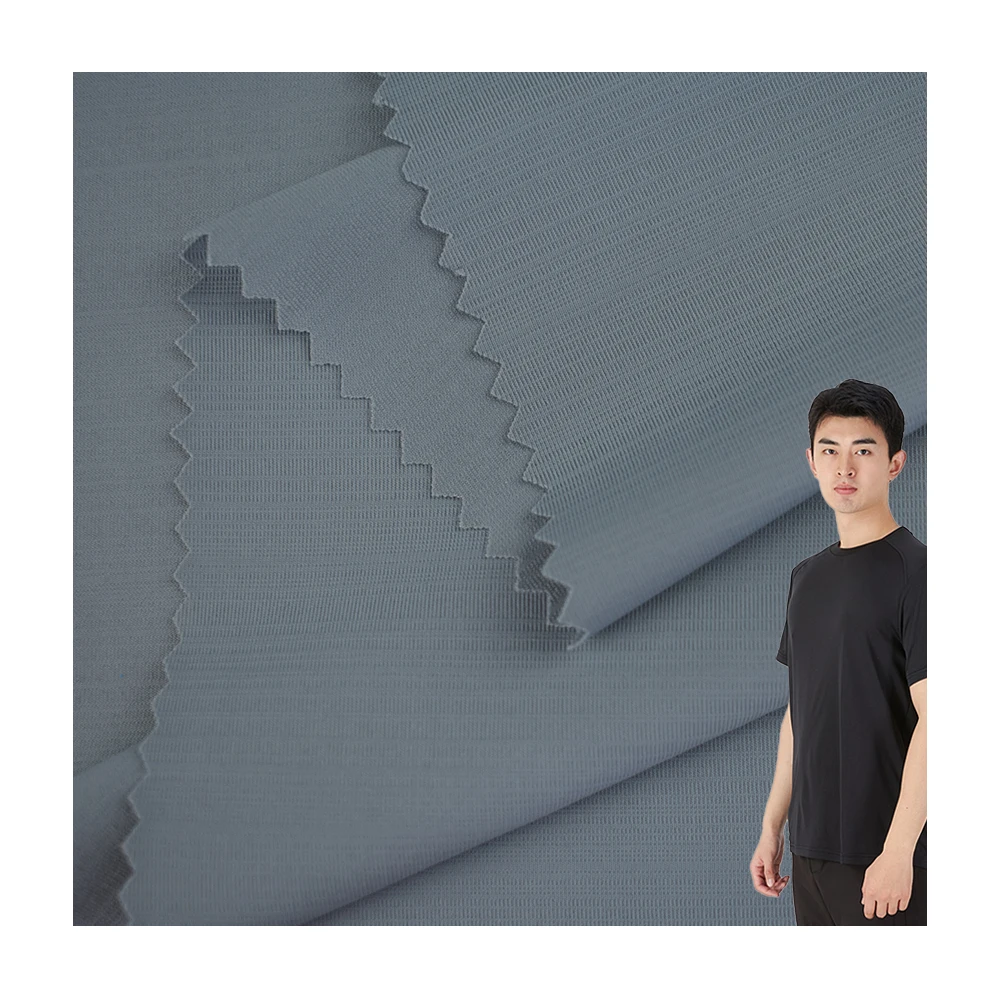 High elasticity cool feeling 88 nylon 12 spandex lycra slub style knitted single jacquard fabric for T-shirt 170gsm