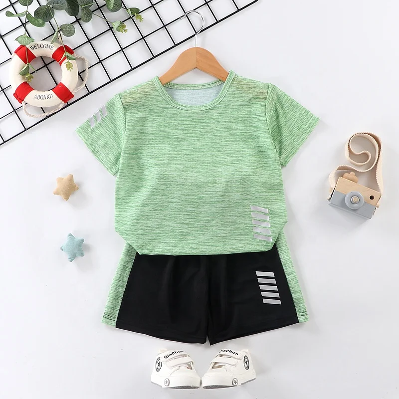 2024 New Arrival Wholesale New Kids Summer Unisex Boy Short Sleeve Basketball Two Piece Vest +Shorts Clothes Jogger Boys Set