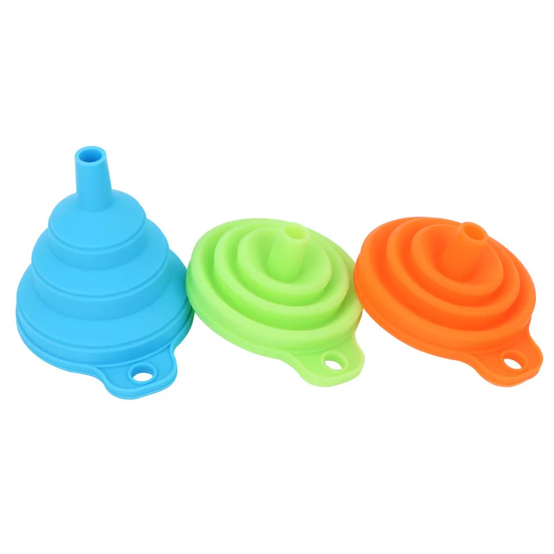 OEM&ODM Small/Large  Kitchen Funnel Filling Water Bottle Liquid Transfer Food Grade Foldable Silicone Collapsible Funnels