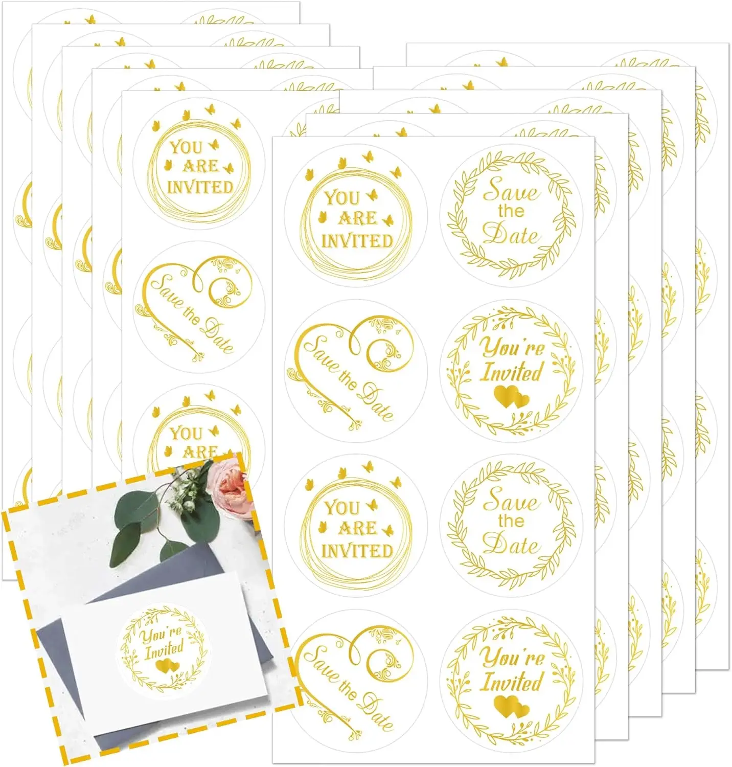 Clear Square Envelope Seals Stickers, Personalized Stickers for Gift Wrapping Baby Shower Wedding Party Favor