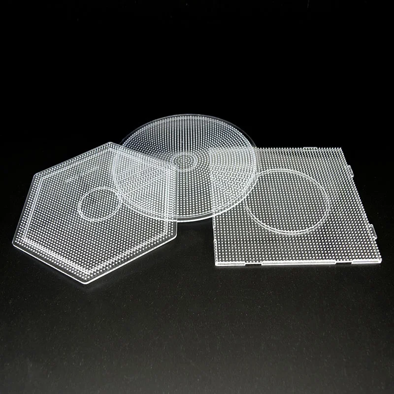Wholesale 2.6mm Children Toys Puzzle Round Transparent Square Hexagonal Plastic Board Perler Hama Fuse Beads Pegboard for Kids
