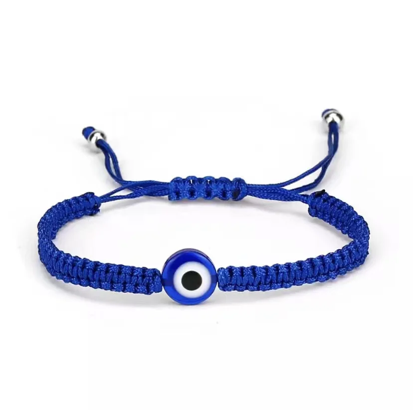 Low MOQ Round Beads Blue Eyes Evil Eyes Red Rope Bule Black Hand-woven Adjustable Bracelet Wholesale Bead Bracelet