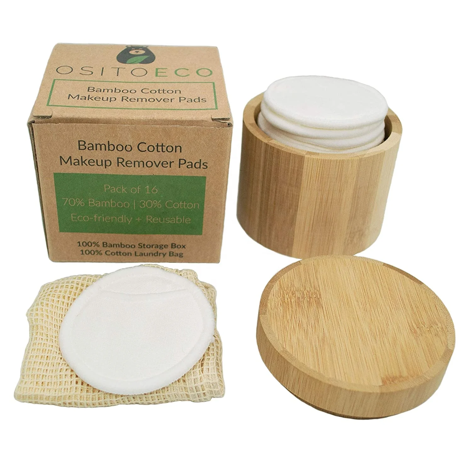 
100% Recyclable Material Zero Waste Cosmetics Brush Cleaner Reusable Bamboo Makeup Pads 