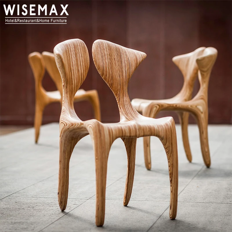 WISEMAX FURNITURE Modern creative design home furniture high back rest wooden chair set for 6 chair for restaurant canteen
