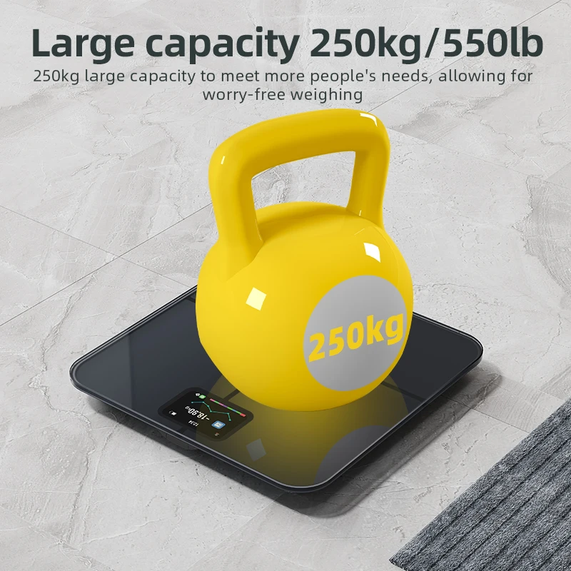 Free Custom Household Electronic Scale  4 Electrodes Bluetooth Body Fat Weight Scale BMI Digital Calorie Scale With TFT Display