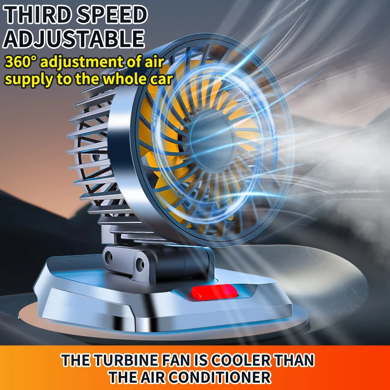 2-in-1 1 Heads Usb Portable Car Fan 5V/12V/24V Vehicle-mounted Rv Fan Cooling Fan with Variable Speed