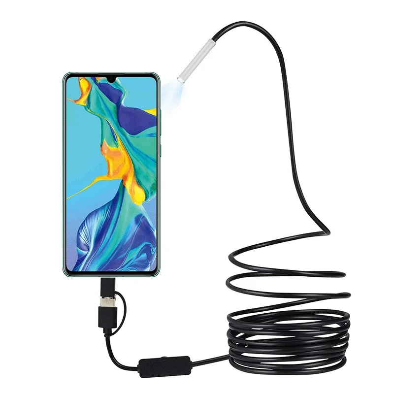 USB Type-C flexible cable Android Endoscope camera Borescope Inspection Camera HD Snake Camera 3.9mm slender lens 5m hard wire