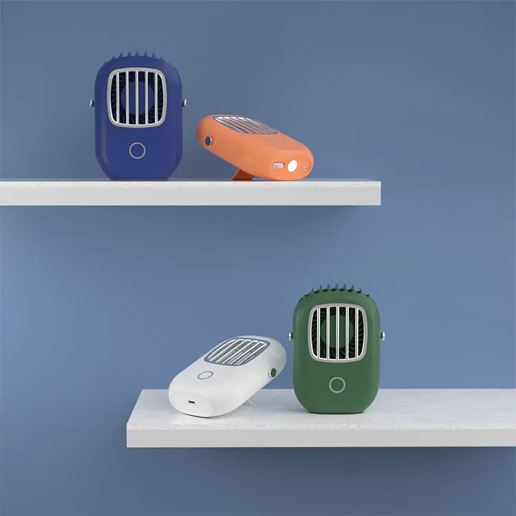 multifunction fan rechargeable handy wearable hanging neck blower USB with flashlight power bank manufacturer customized fans