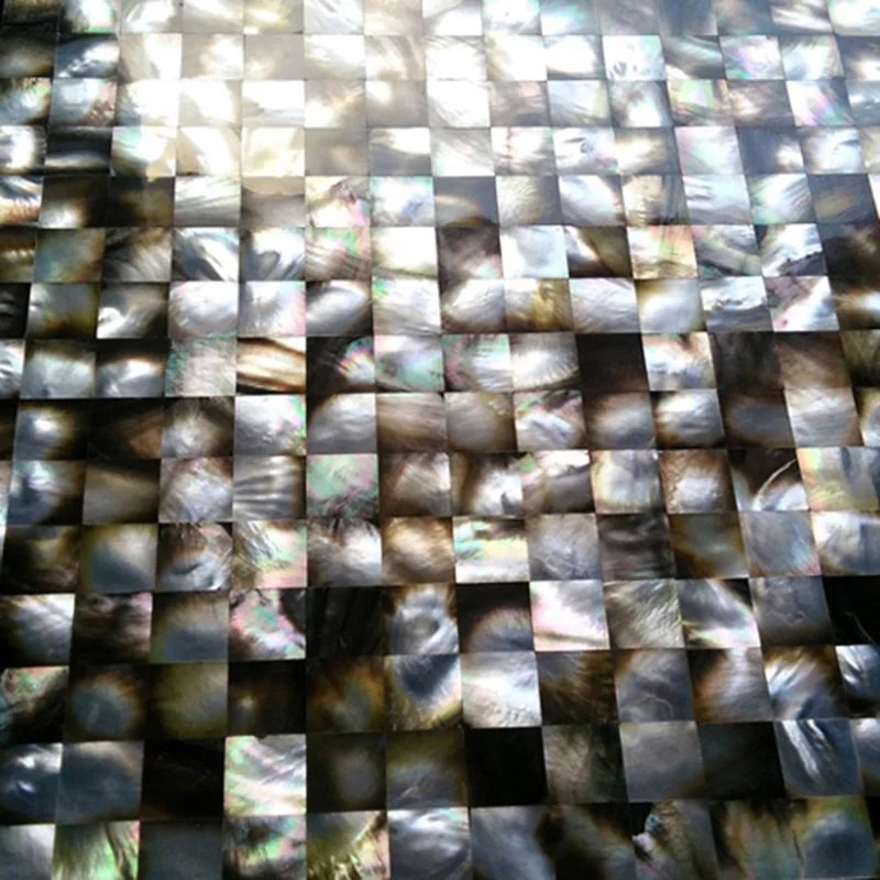 Wholesale Shell Mosaic Seamless Black Mother of Pearl Tiles Handmade Art Home Wall Decorations