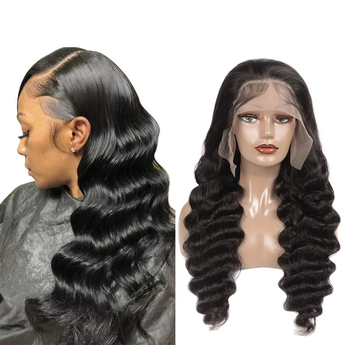 wholesale cuticle aligned raw hair glueless hd lace frontal wigs, Transparent Straight  curly wave 134 Lace Part Wig