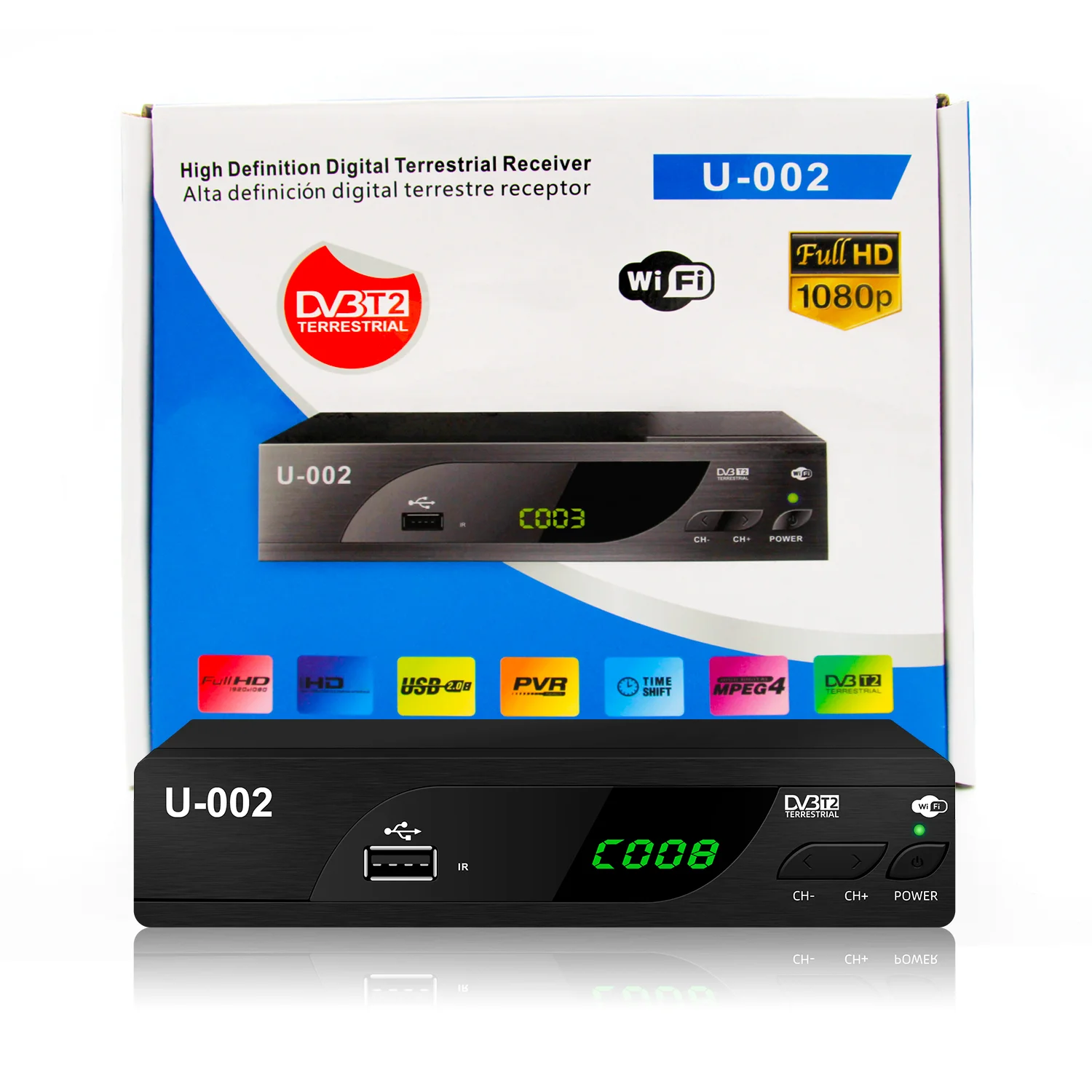 READY TO SHIP JUNUO Manufacturer Ready Goods TV Box DVB-T2/C Decoder FULL HD 1080P TV receiver Channel Free DVB-T2 Set Top Box
