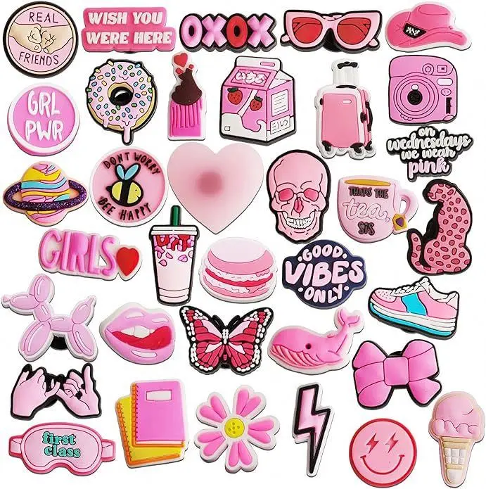 2024 New  pvc shoe charms pvc shoes flower for hole shoes rugby laces decoration for clog for girl clog ornament