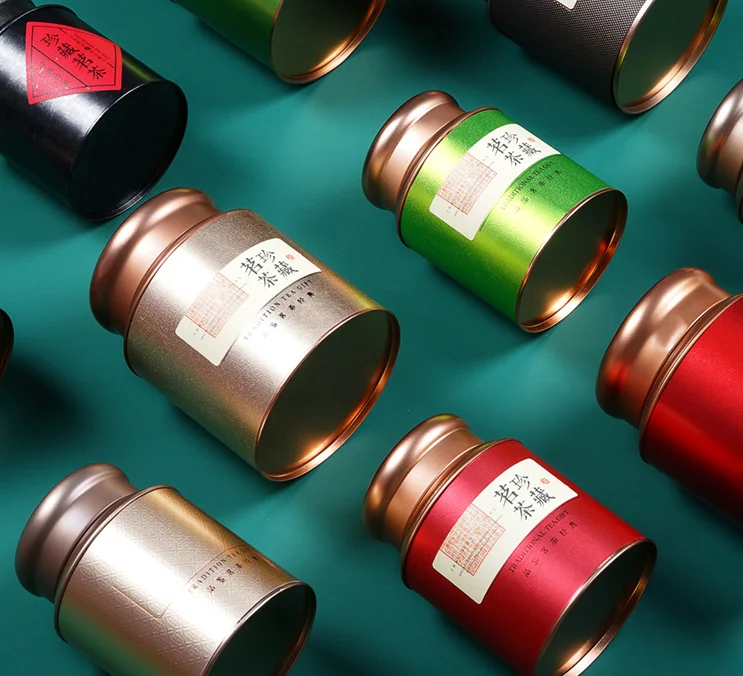 Custom Print Luxury Food Grade Round Coffee Bean Tin Box Black/green/orange Tea Metal Can Packaging