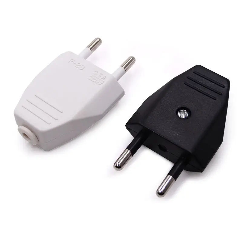 2.5A 220V AC Power male plug 2 round pin europe euro rewireable plug electrical plugs and sockets