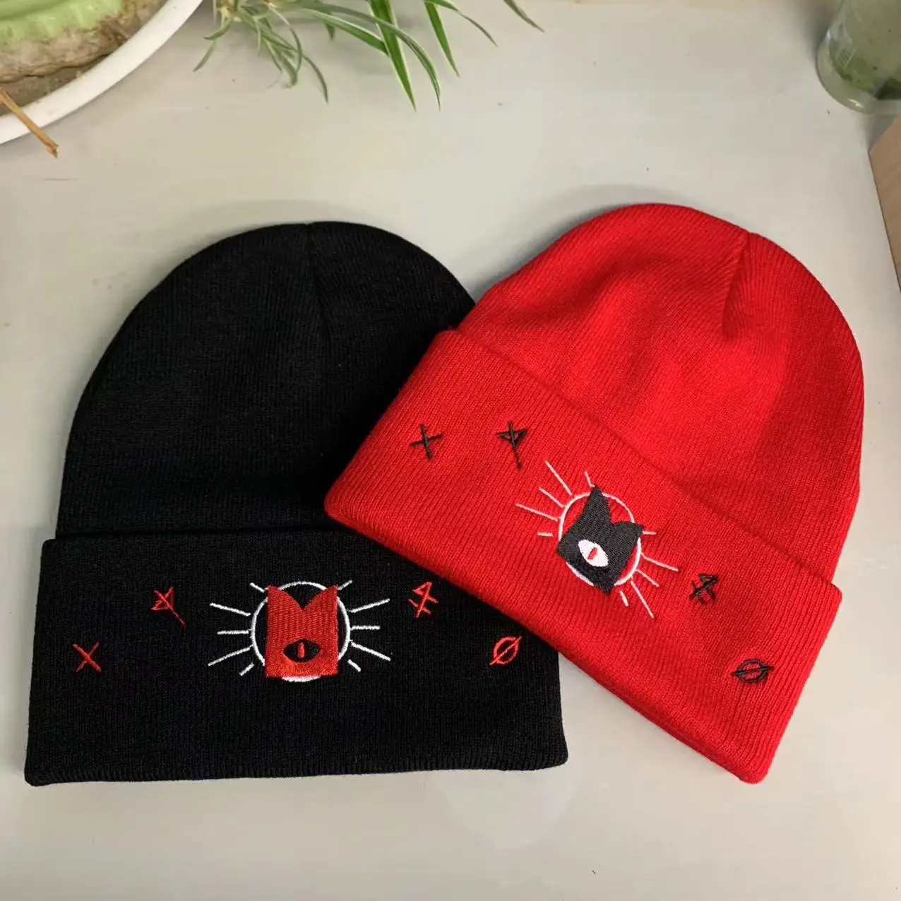 Custom embroidery logo Acrylic Kid Winter Warm Double Knit Unisex Sports Beanie Hats Custom Beanie with Logo