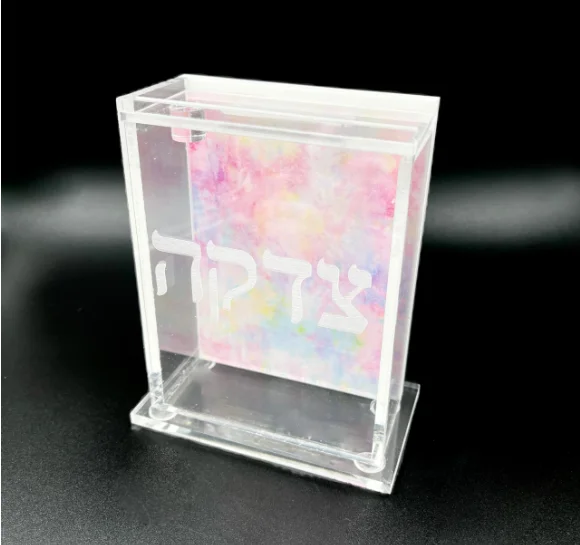 Factory customized Acrylic Octagonal Lucite Donation Boxes Charity With Lip Tzedaka Charity Box Acrylic money box