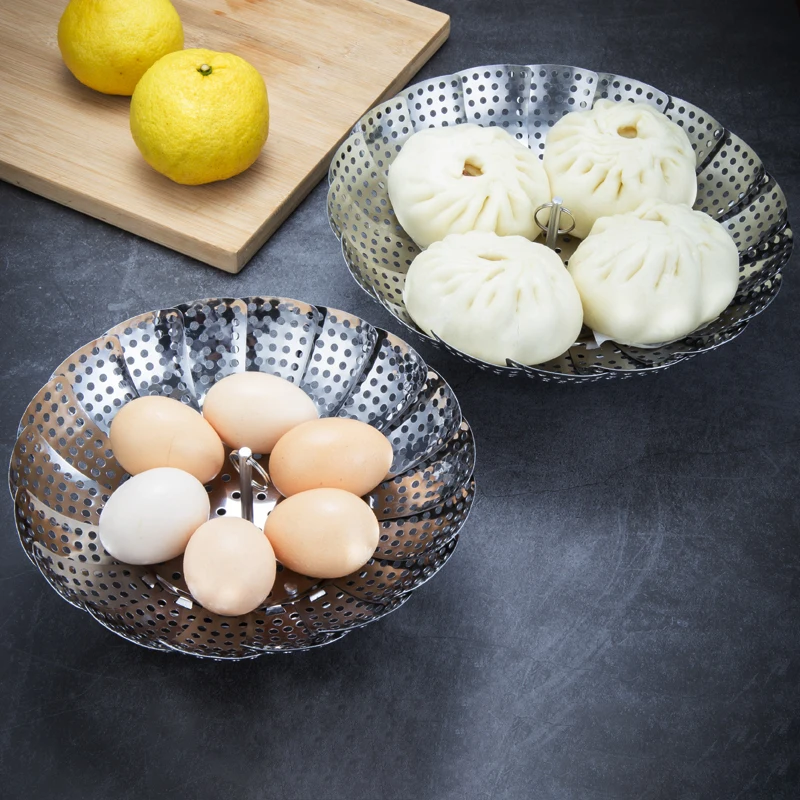 Stainless steel telescopic vegetable steamer Stainless Steel Collapsible Food Steamer Basket with Extension Handle