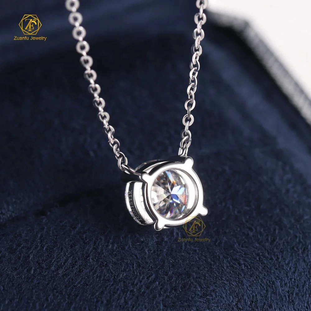 Fine Jewelry 14K 18K White Gold 0.5CT 1CT 2CT Lab Grown Diamond Necklace Jewelry Round DVS1 Lab Diamond Solitaire Necklace
