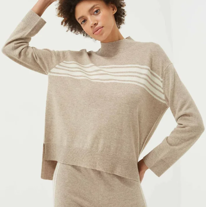 luxury high quality clothes custom love stripe wool 100% pure goat cashmere sweater pullover jersey women