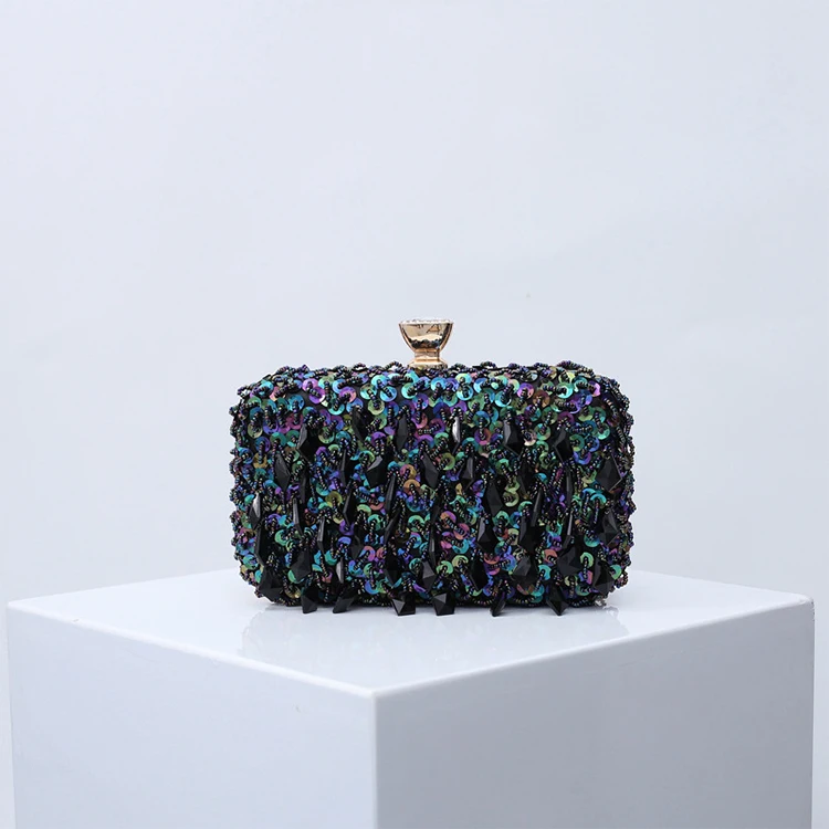 Various Colors Custom Logo Crystal Evening Bag Clutch Golden Evening Clutch Women Bags Wedding Shiny Handbag