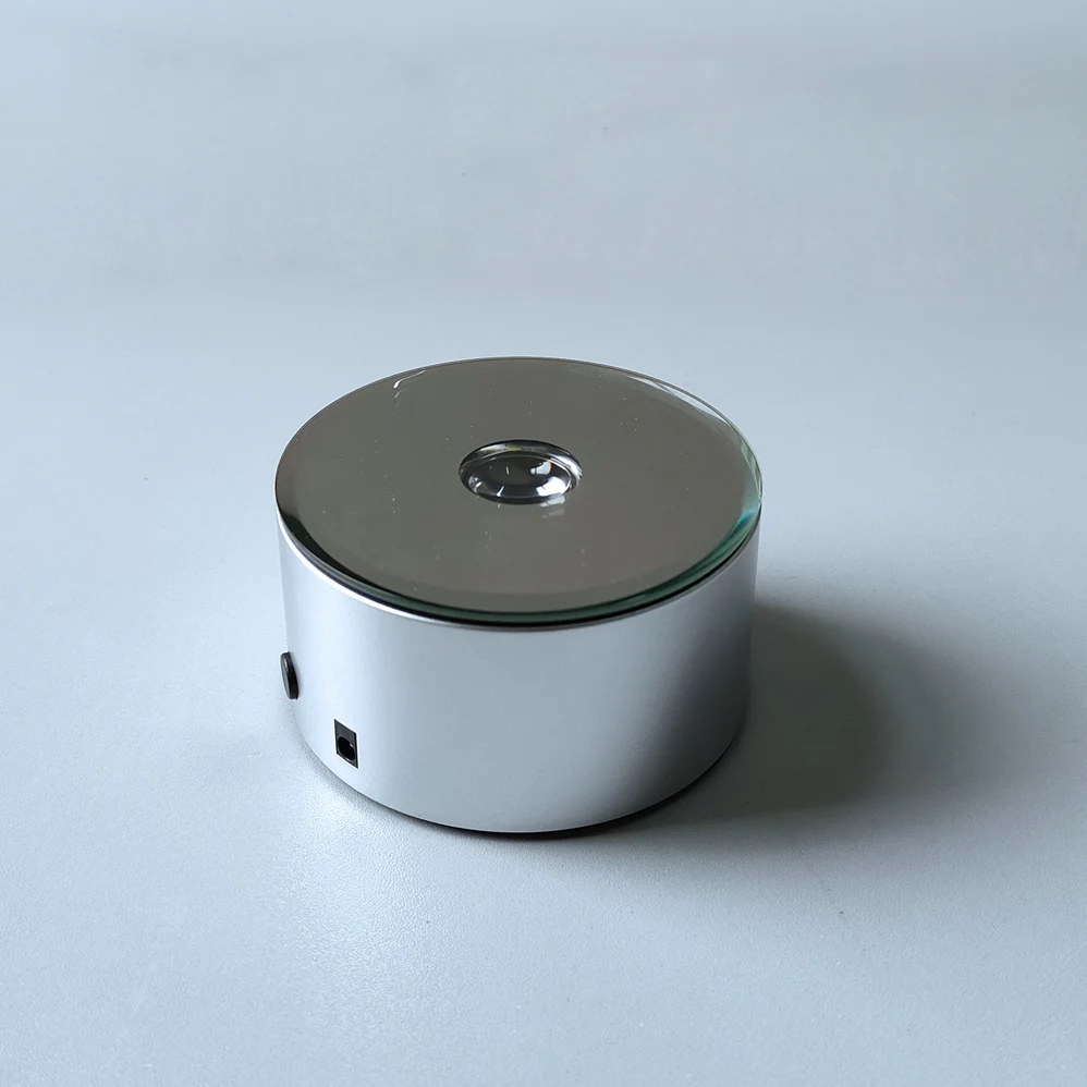 Small Round Sliver plastic option light colors rotating led crystal light base for bottle displaying