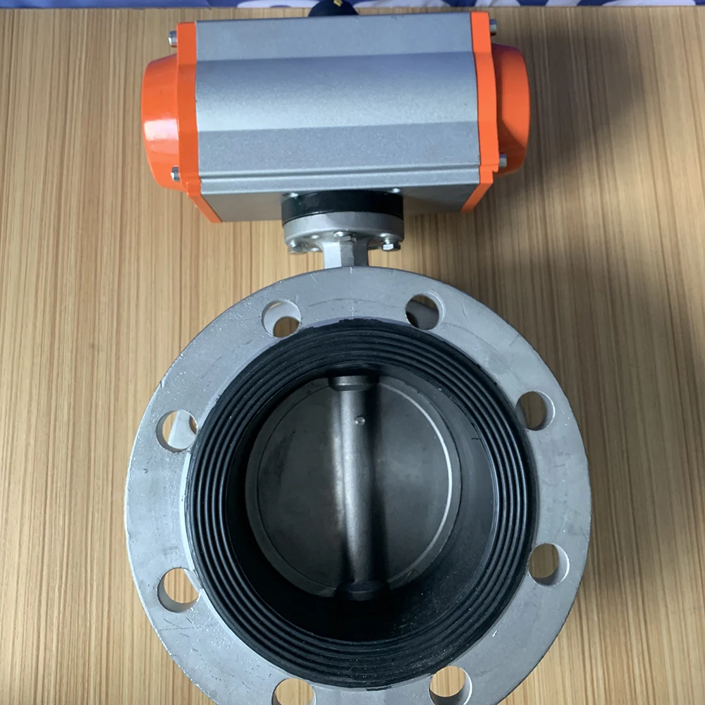 DN100 PN16 4 дюйма управления приводом двойного действия тройной этилен-пропиленовый каучук сиденье ss304 нержавеющая сталь Тип пневматический клапан-бабочка фланца