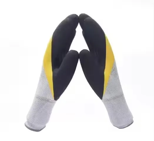 Direct Deal Three Color Gloves Double-Layer Foam Latex Gloves Anti Slip Breathable Work Garden Gardening Stab Resistant Gloves