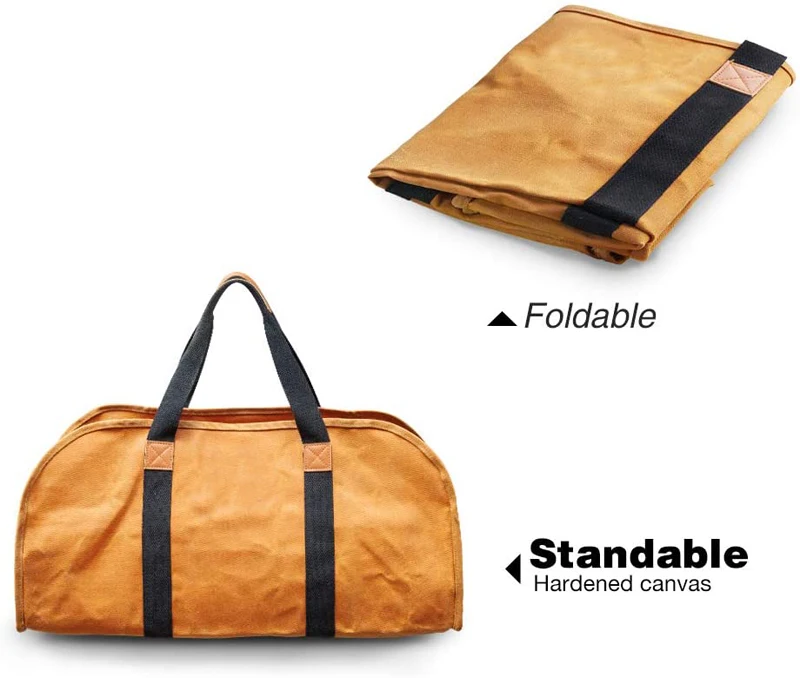 Log Carrier for Firewood Waxed Canvas Durable Fireplace Wood Holder Tote Bag Durable Firewood Carrier Bag