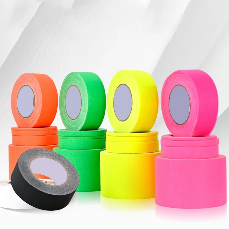 Hot sale visible glowing blacklight reactive neon fluorescent colored adhesive gaffer luminous warning marking cotton cloth tape