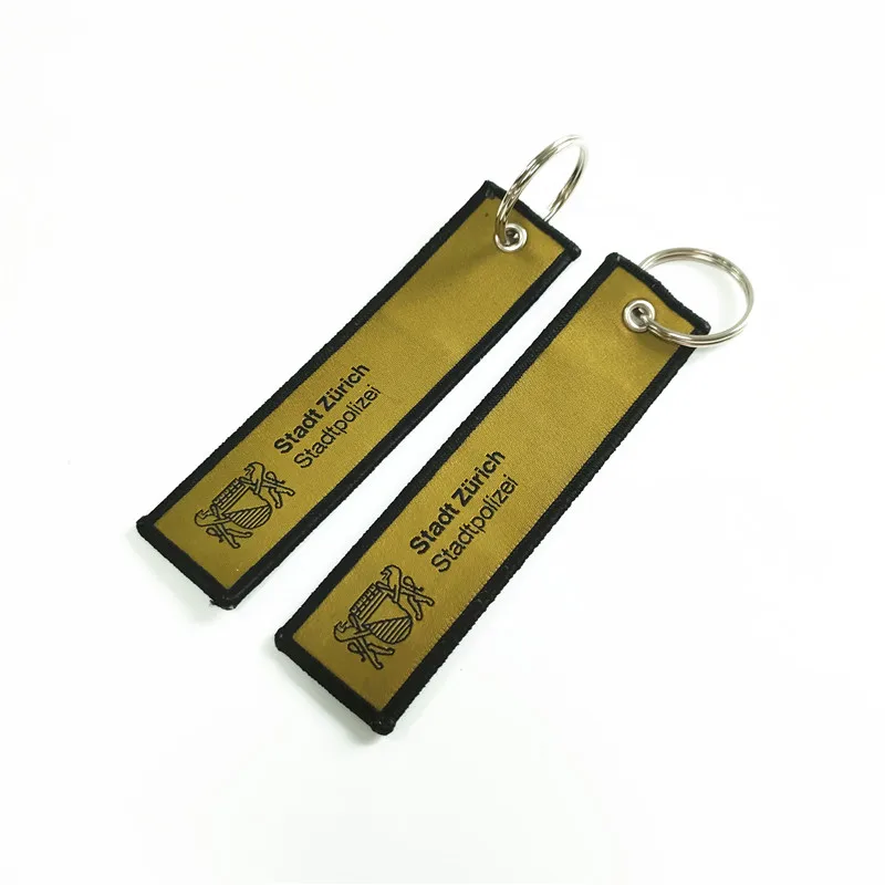 Factory Woven Label Embroidery Key Ring Customizable Woven Keychain Double Sided Woven Key Chain Customized Keychain Logo