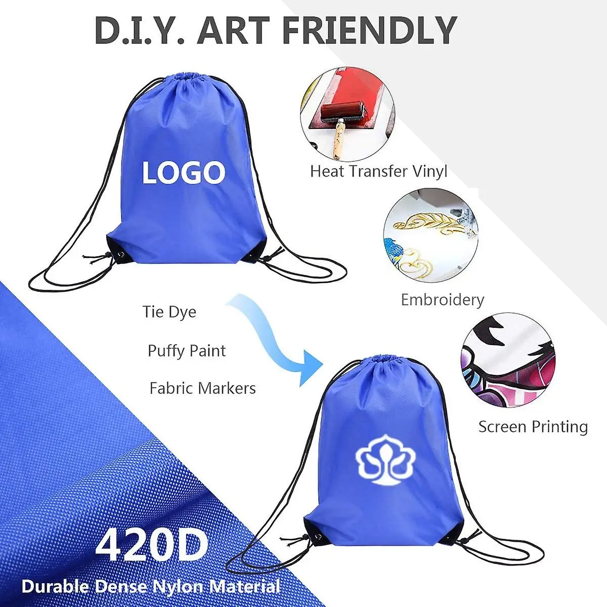 U-Meking Custom Logo Promotional Custom Waterproof Gym Draw String Polyester Bags Sport Nylon Backpack Drawstring Bag for Sport