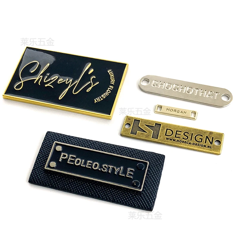 Oem Available Customized Material Stainless Steel Brass Iron Zinc Alloy Metal Brand Logo Name Label For Handbag