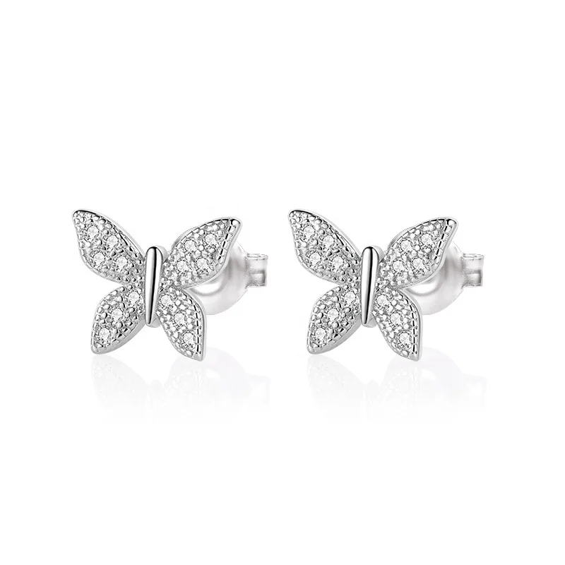 Серьги-гвоздики из серебра 925 пробы с фианитами