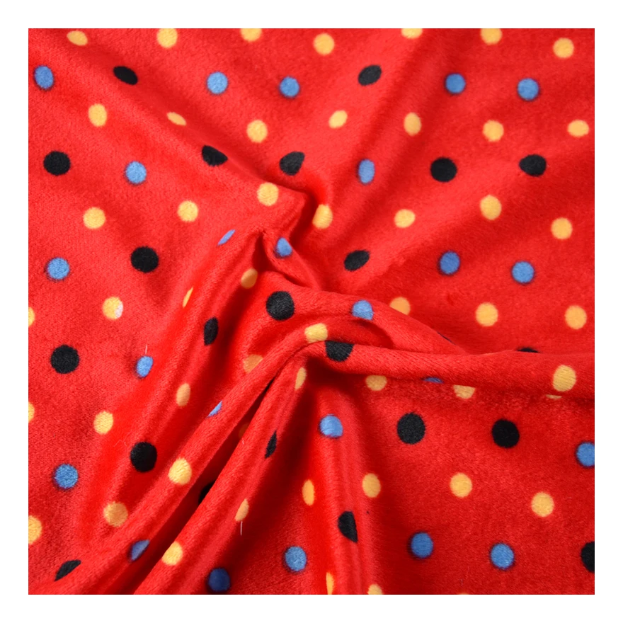 Factory Supplier 100% Polyester Microfibre Short Pile Printed Velboa Fabric