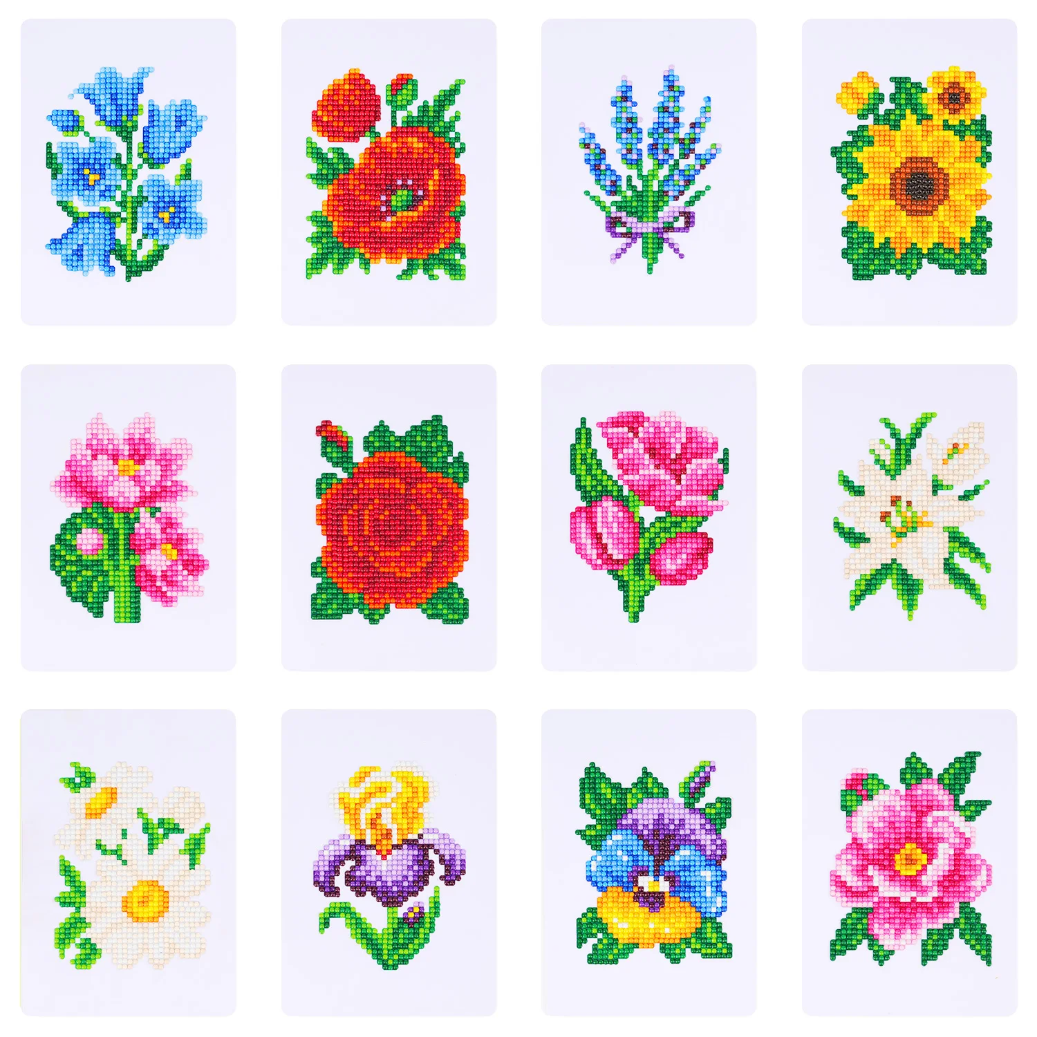 12-piece Mini Diamond Painting Flower DIY Small Diamond Painting Gift for Friends Diamond Painting Artwork