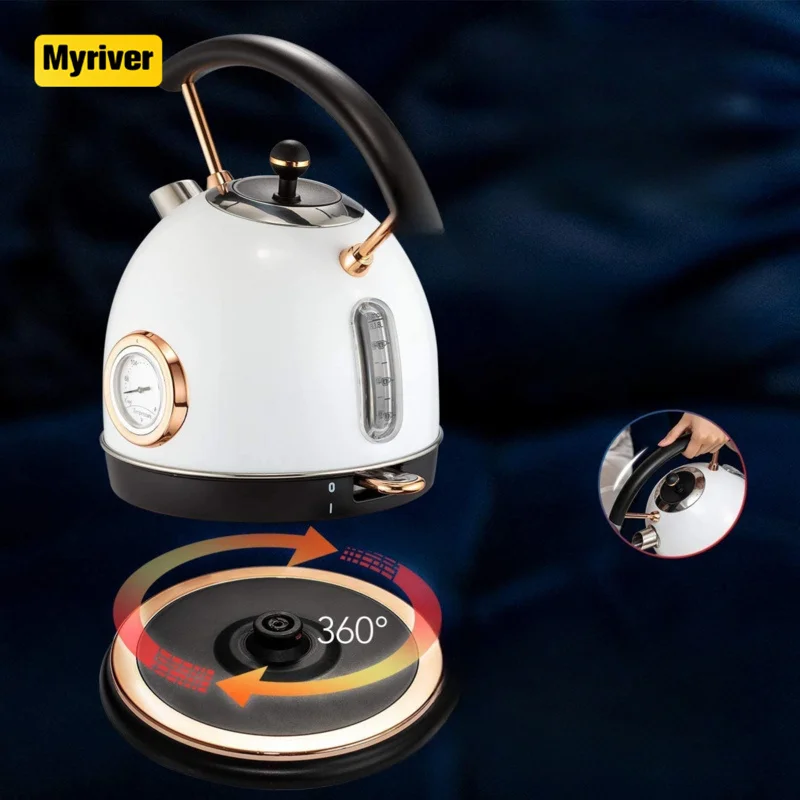 Myriver Food-Grade Stainless Steel Electric Cooking Kettle Water Level Indicator Kettle 1.7 Litre