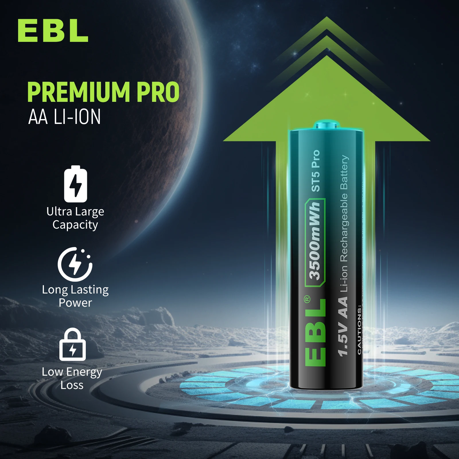 Long Lasting 4 Pack Blink Camera Double A EBL 2000mah 1.5 V 3500mwh Rechargeable Lithium Ion AA Lithium 1.5V Battery