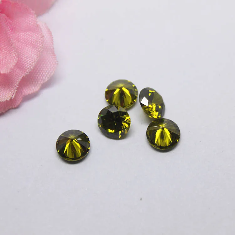 Synthetic Color Gemstone Round Brilliant Cut Yellow CZ Stone