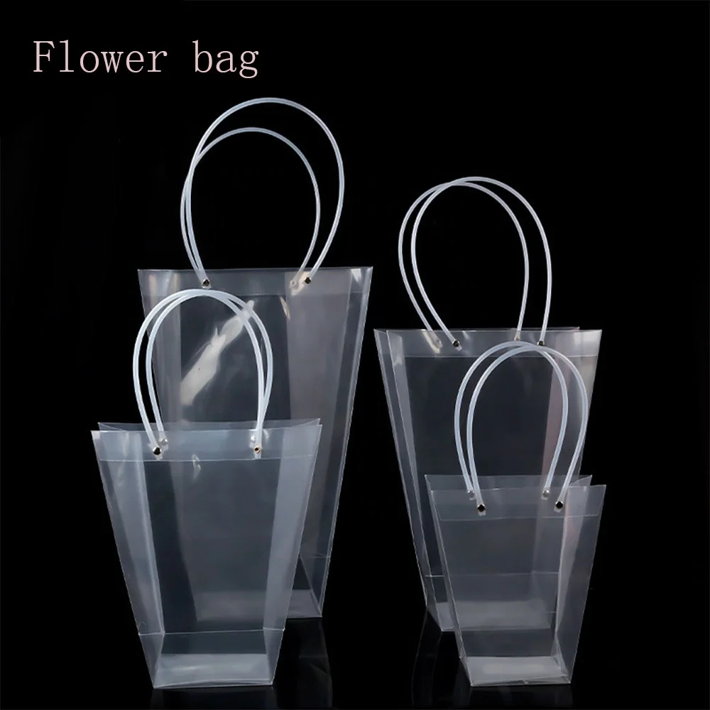 2023 New Product Clear Luxury Flower Packaging Bag PP Plastic Material With Handle Portable For Flower