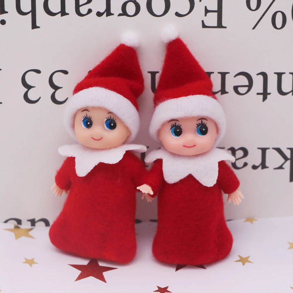2025 Hot Mini Christmas Red Tiny Elf Doll Soft Plush Toy Doll for Christmas Decor Xmas Gift Xmas Clothing for Elf Doll