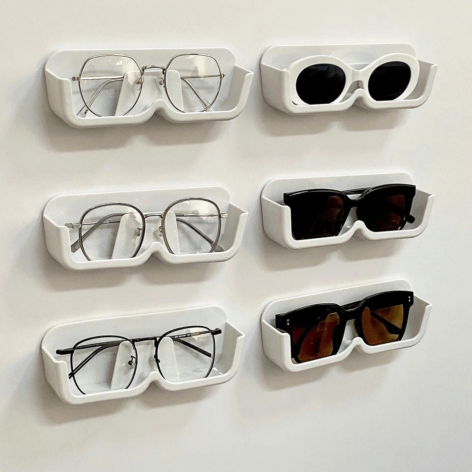 Custom Logo Eyeglasses Holder Stand Wall Mounted Sunglasses Display Case Glasses Organizer with Adhesive Sticker