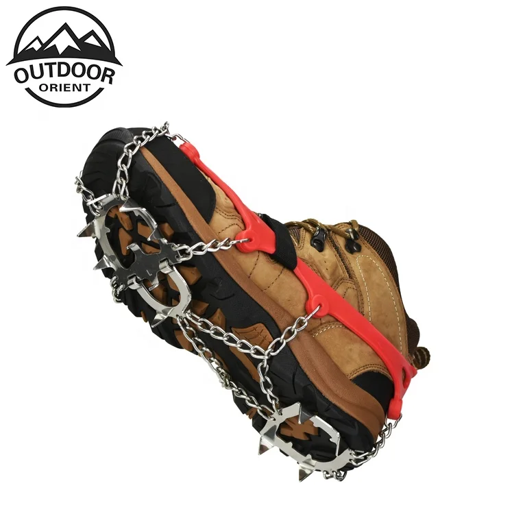 
2020 High Quality Newest Anti-Slip Whole Stainless Steel Chain Silicone Hiking Climbing Ice Grippers Crampons For Shoes Winter 
