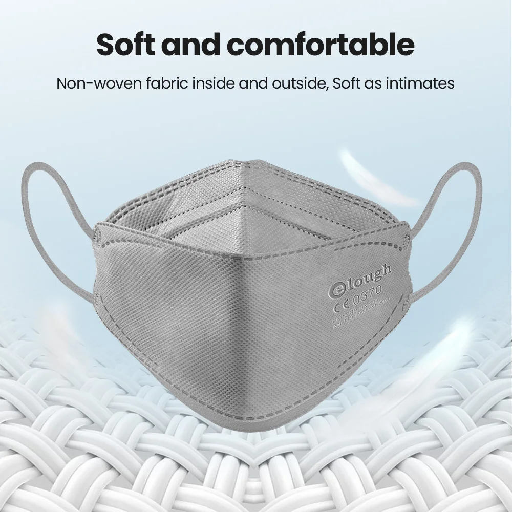 More comfortable design CE0370 Fish Mask  4 layers high density filtration Darg Grey CE FFP2 Adult Masks
