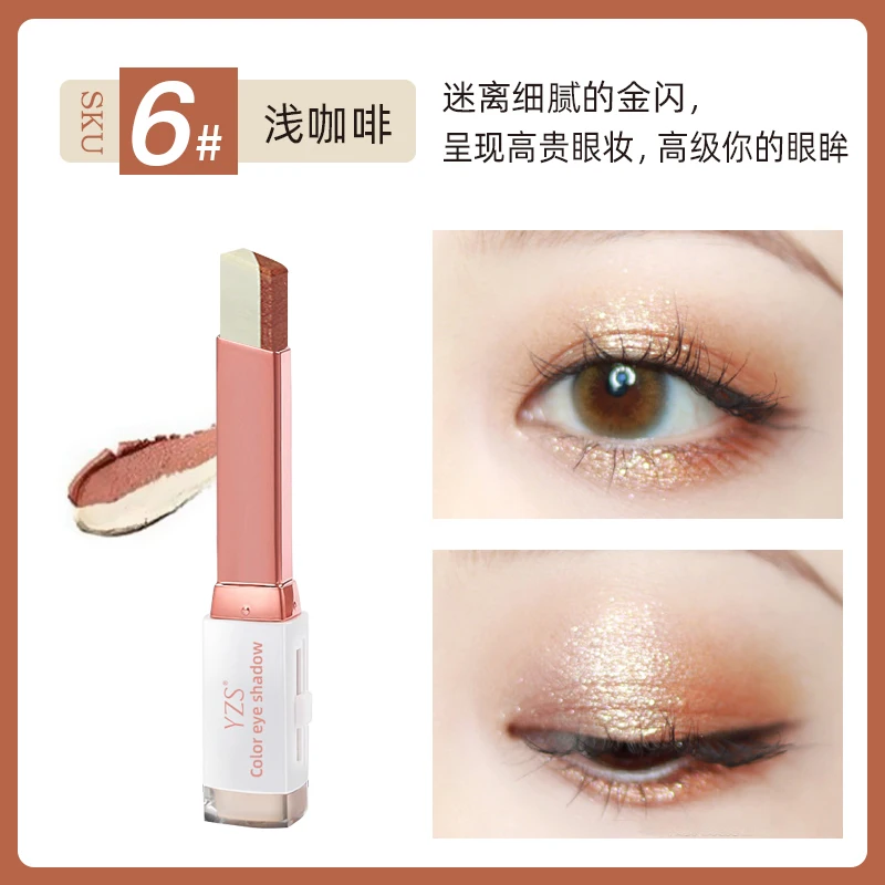 OEM Waterproof Double Colors Eyeshadow Sticks Matte Glitter Shimmer Velvet Gradient Eye Shadow Stick for Girl