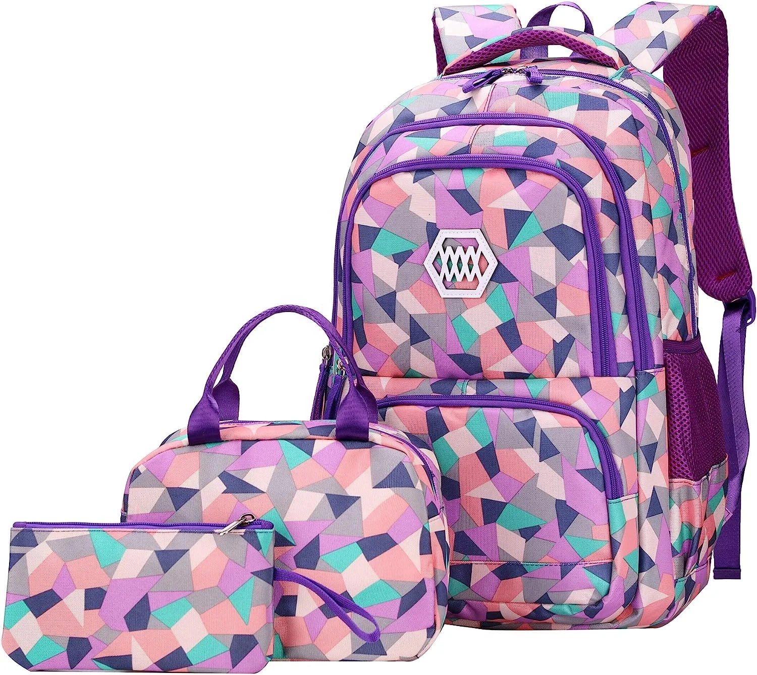 Backpack Combo Set Canvas School Backpack Sets with Pencil Box Lunch Box Bag