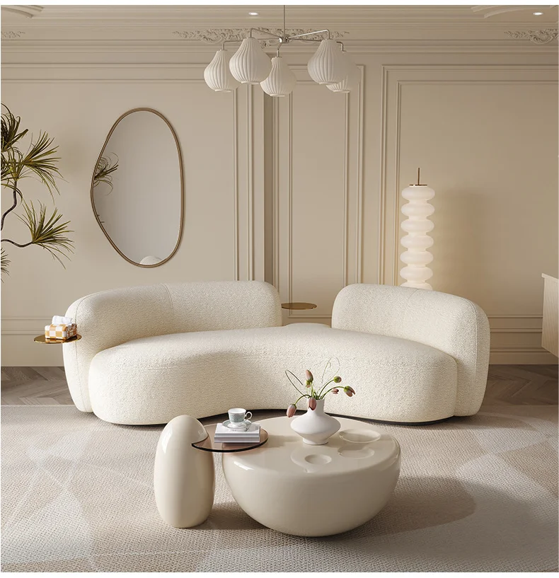 Modern Italian Minimalist Leisure Sofa 3-Seat Set with Metal Tray for Living Room for Hotels Apartments Villas Malls