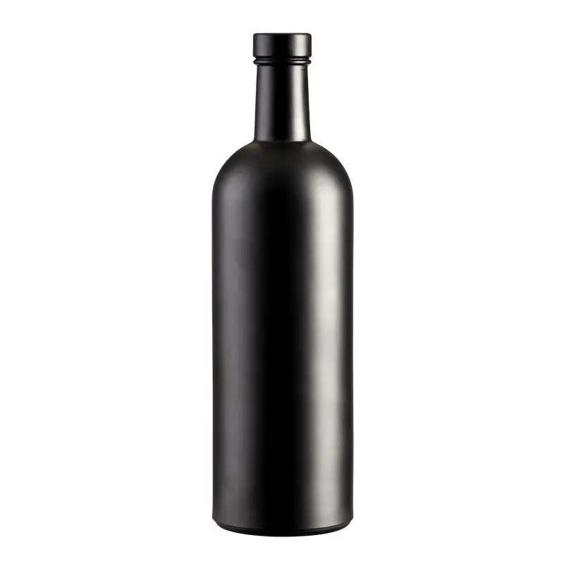 Wholesale Empty Black Vodka Glass Bottles 1000ml Liquor Bottle 1 Liter With Screw Top