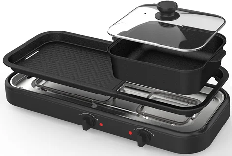 2 in 1 electric hot pot grill multi cooker grill HY-6316 for sale