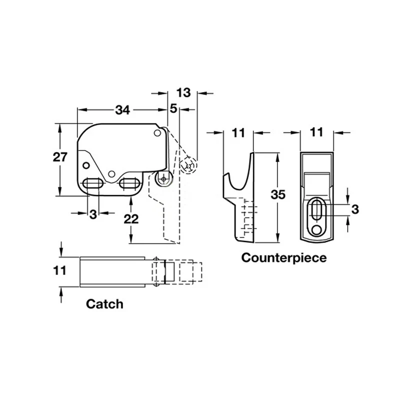  XK819 Mini Push spring clip Lock Catch Latch Cabinets Anti-Theft Cupboard Doors With Cross Keys For Furniture